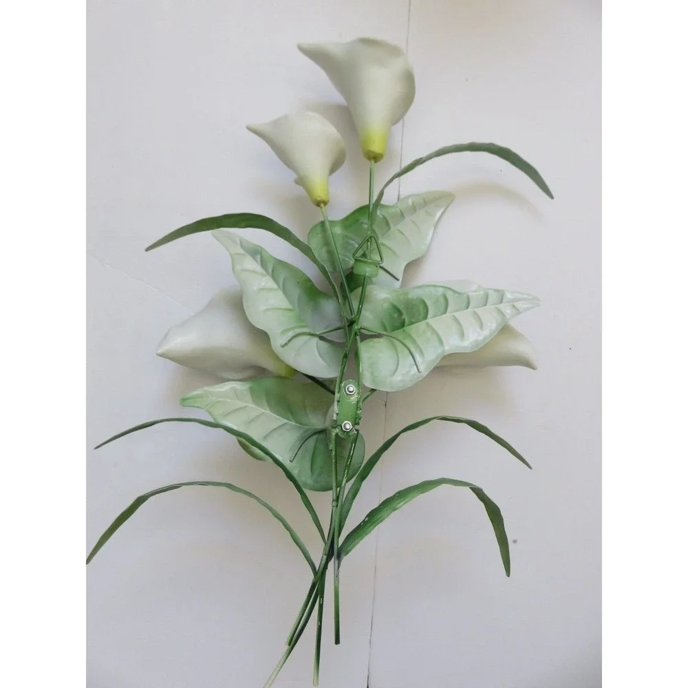 Tropical Calla Lily Flowers Wall Hanging Painted Metal 15
